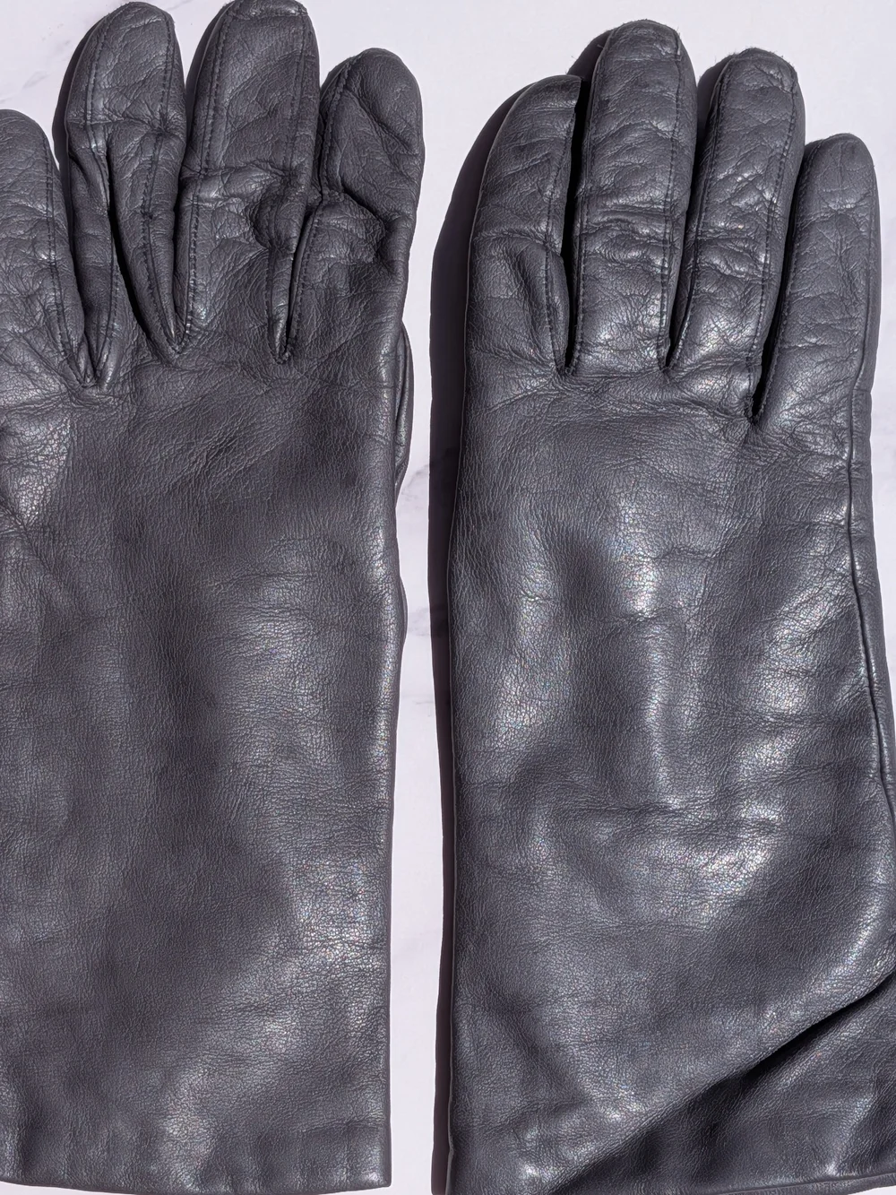 Grey Leather Gloves Old Money Dark Academia Classic Minimalist Cashmere Lining